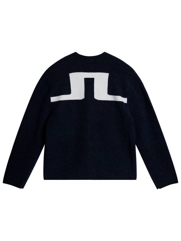 Clarke Back Logo Knitted Cardigan Navy - J.LINDEBERG - BALAAN 3