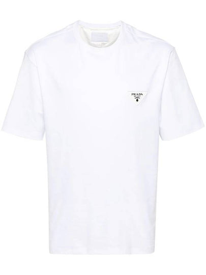 Triangular Logo Cotton Short Sleeve T-shirt White - PRADA - BALAAN 2