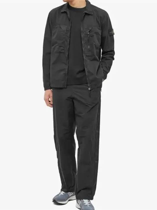 Wappen Patch Old Treatment Zip-Up Overshirt Black - STONE ISLAND - BALAAN 7