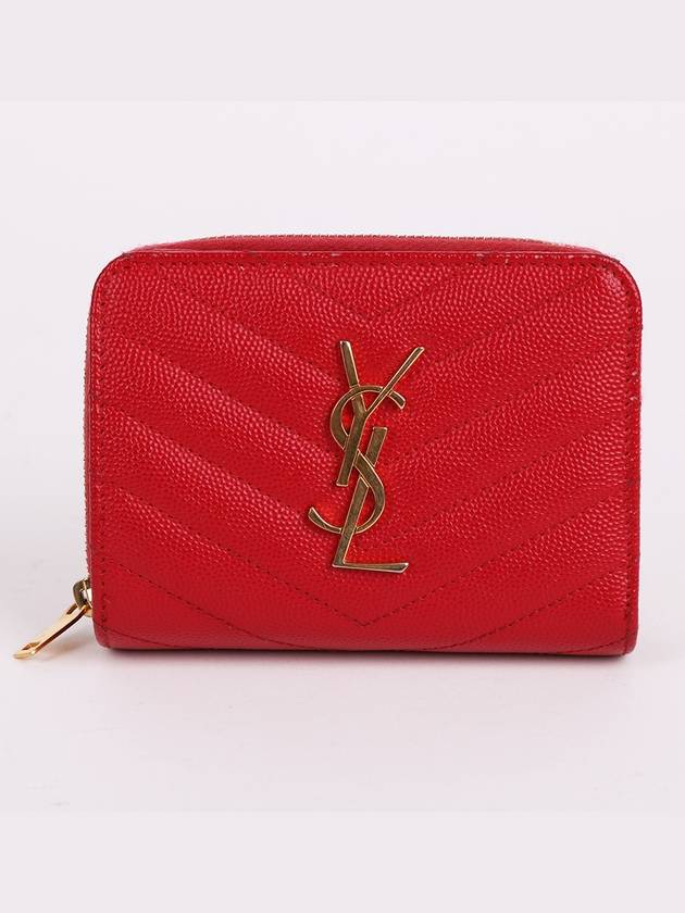 YSL gold plated red women s wallet 403723 - SAINT LAURENT - BALAAN 1