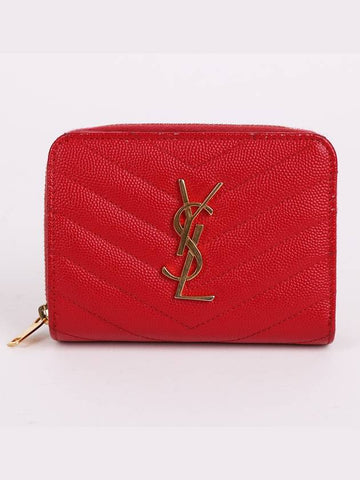 YSL gold plated red women s wallet 403723 - SAINT LAURENT - BALAAN 1