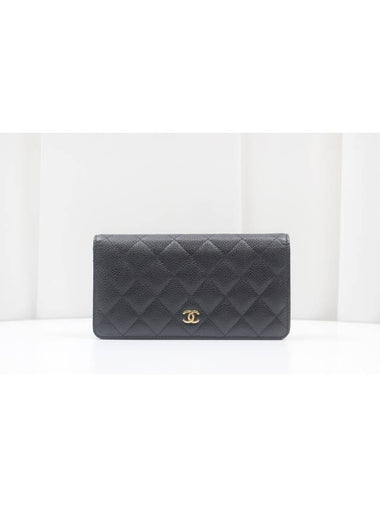 Classic Caviar Timeless Black Gold Long Wallet 21st A31509 - CHANEL - BALAAN 1