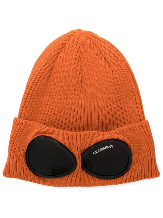 Goggle Detail Ribbed Beanie Orange - CP COMPANY - BALAAN 1