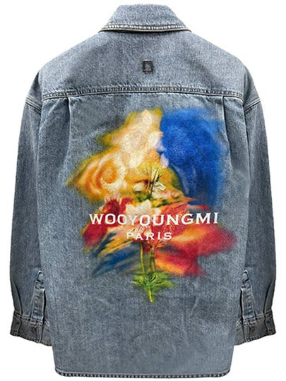 Men's Swaying Flower Denim Long Sleeve Shirt Blue - WOOYOUNGMI - BALAAN 2