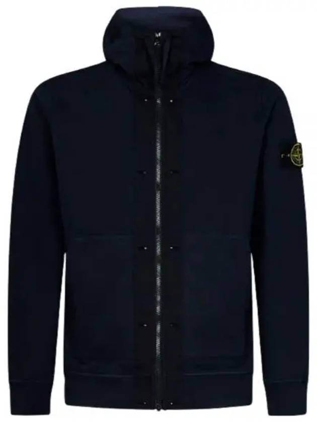 Wappen Patch Cotton Fleece Zip Up Hoodie Navy - STONE ISLAND - BALAAN 2