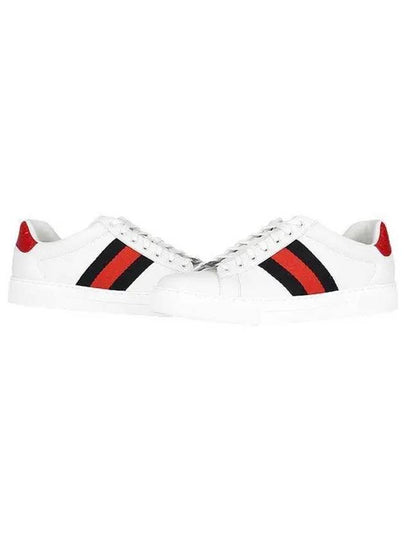 Ace Web Leather Low Top Sneakers White - GUCCI - BALAAN 2