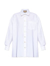 Women's Logo Embroidery Cotton Shirt White - GUCCI - BALAAN 2