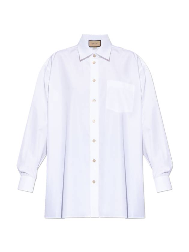 Women's Logo Embroidery Cotton Shirt White - GUCCI - BALAAN 2