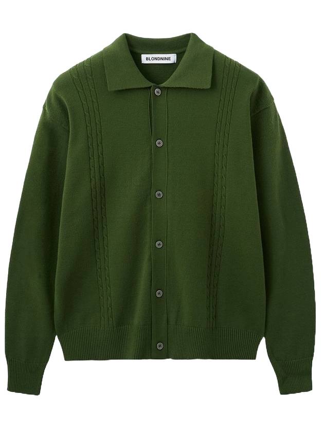 Soft cable collar cardigan forest green - BLONDNINE - BALAAN 1