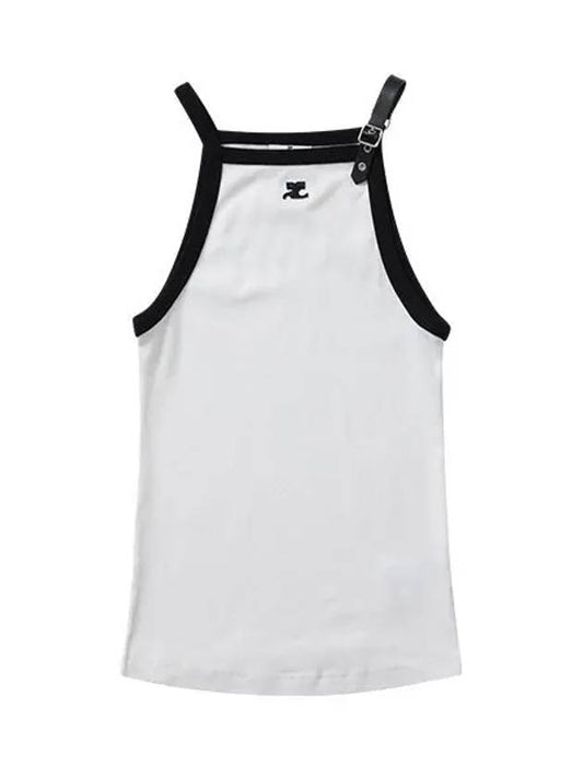 Courr ges 124JDE067 JS0070 0098 Logo Buckle Contrast Tank Top Women Sleeveless - COURREGES - BALAAN 2