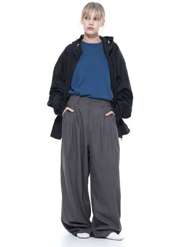 Linen Two Tuck Wide Pants Gray - CHANCE'S NOI - BALAAN 1