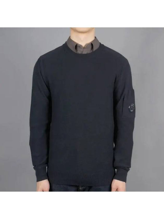 Lens Detail Crew Neck Knit Top Navy - CP COMPANY - BALAAN 2