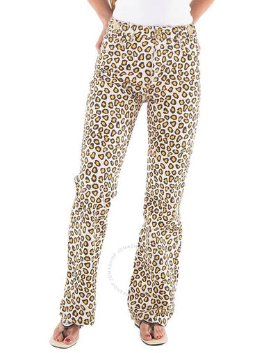 Rabanne Leopard Natural Movida Printed Flared Jeans, Brand Size 36 (US Size 4) - PACO RABANNE - BALAAN 1