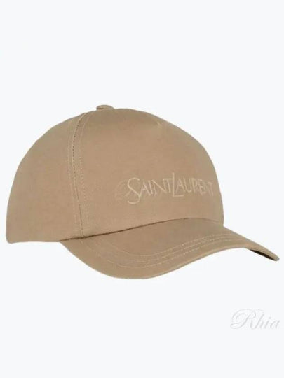 Embroidered Logo Gabardine Weave Cotton Ball Cap Beige - SAINT LAURENT - BALAAN 2