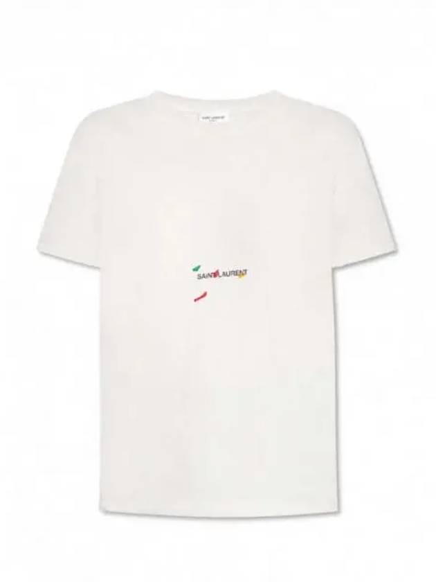 Color Print Short Sleeve T-Shirt Grey - SAINT LAURENT - BALAAN 2