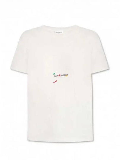 Color Print Short Sleeve T-Shirt Grey - SAINT LAURENT - BALAAN 2