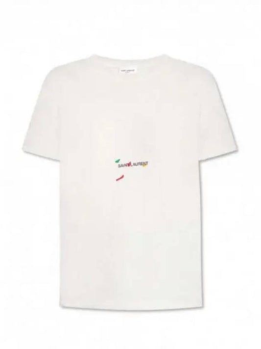 Color Print Short Sleeve T-Shirt Grey - SAINT LAURENT - BALAAN 2