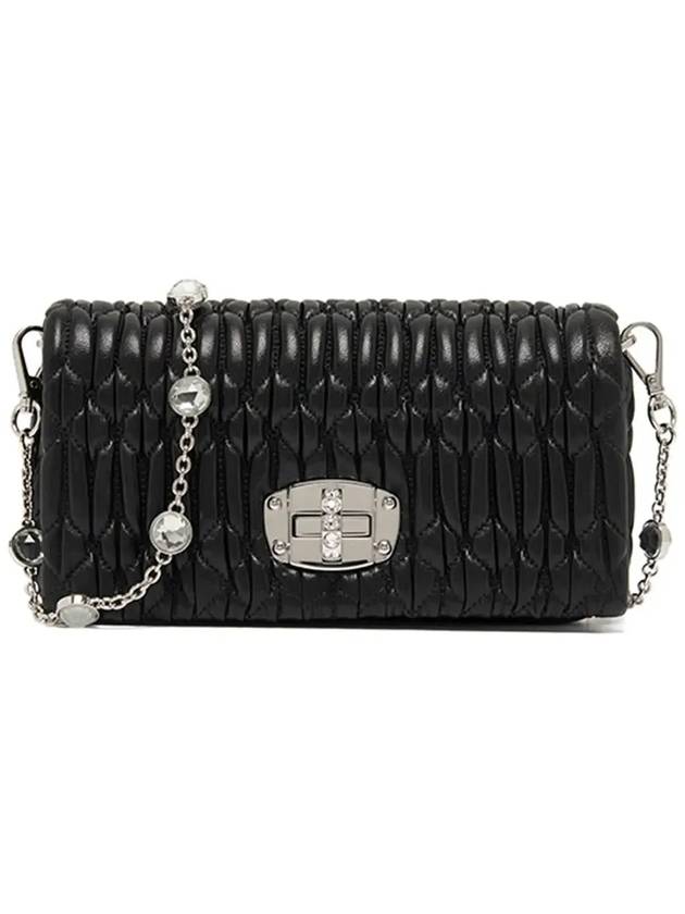 Miu Crystal Nappa Leather Crystal Mini Bag Black - MIU MIU - BALAAN 5