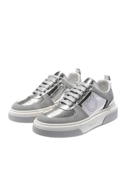 Metallic Low-Top Sneakers Grey - SALVATORE FERRAGAMO - BALAAN 2