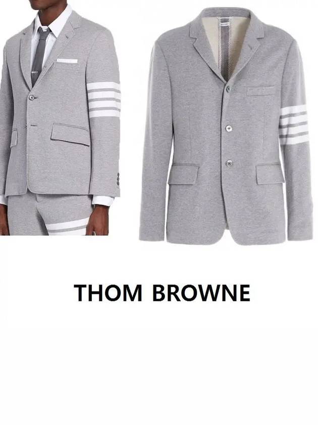 Men's 4 Bar Classic Loopback Sports Jacket Grey - THOM BROWNE - BALAAN 2