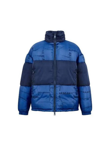 Men s logo print color block padded jacket blue 270827 - ARMANI EXCHANGE - BALAAN 1