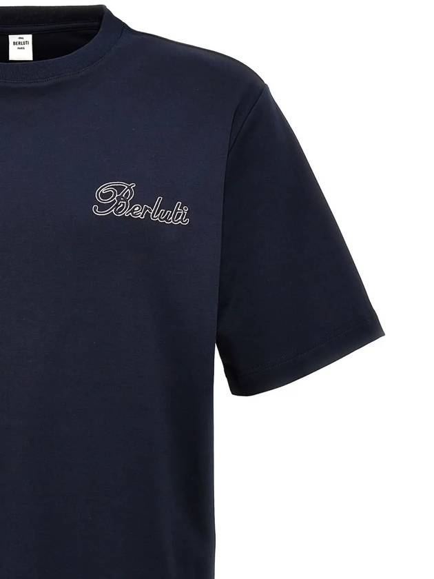 R26JRS124002651 Logo Navy Short Sleeve TShirt - BERLUTI - BALAAN 3