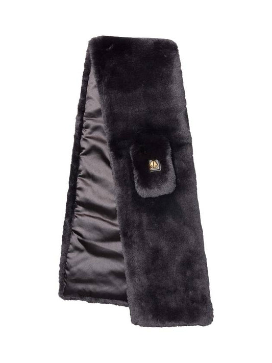 Women's Sacket SACKETT Logo Gold Fur Scarf Black - MOOSE KNUCKLES - BALAAN.