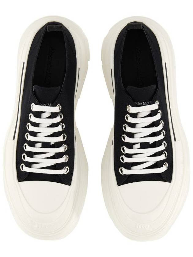 Tread Slick Platform Low Top Sneakers Black White - ALEXANDER MCQUEEN - BALAAN 8