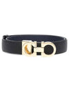 Reversible Gancini Leather Belt Black Navy - SALVATORE FERRAGAMO - BALAAN 2