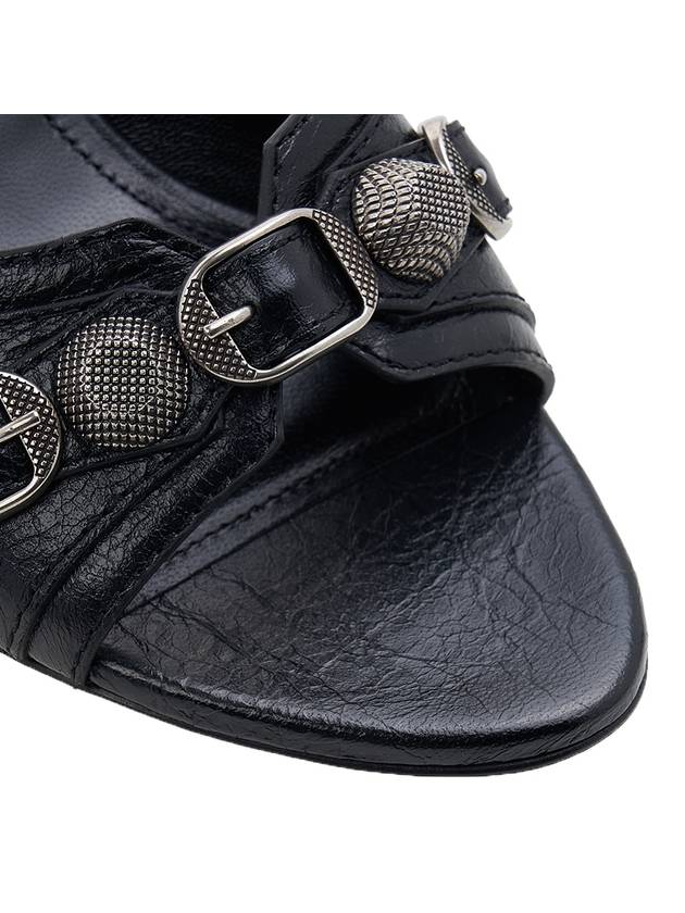 Women's Cargoll Studded Leather Band Mule Sandals Heel Black - BALENCIAGA - BALAAN 10