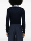 Print Logo Crop Wool Cashmere Knit Top Navy - MIU MIU - BALAAN 6