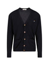 Embroidery Logo Fine Wool Cardigan Black - VIVIENNE WESTWOOD - BALAAN 2