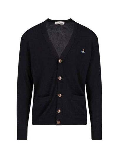 Embroidery Logo Fine Wool Cardigan Black - VIVIENNE WESTWOOD - BALAAN 2