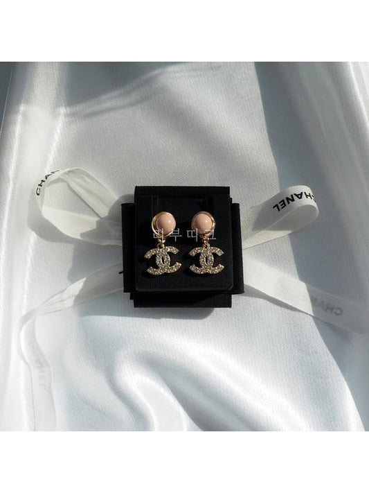 CC Logo Pearl Crystal Drop Earrings Gold - CHANEL - BALAAN 2