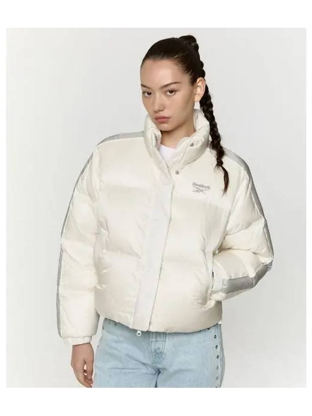 Glossy paneled cropped down jacket women s ivory - REEBOK - BALAAN 1