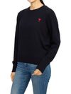 Heart Logo Crew Neck Merino Wool Knit Top Blue - AMI - BALAAN 6