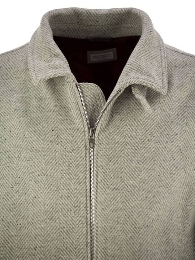 Wool, silk and cashmere chevron bomber jacket - BRUNELLO CUCINELLI - BALAAN 4