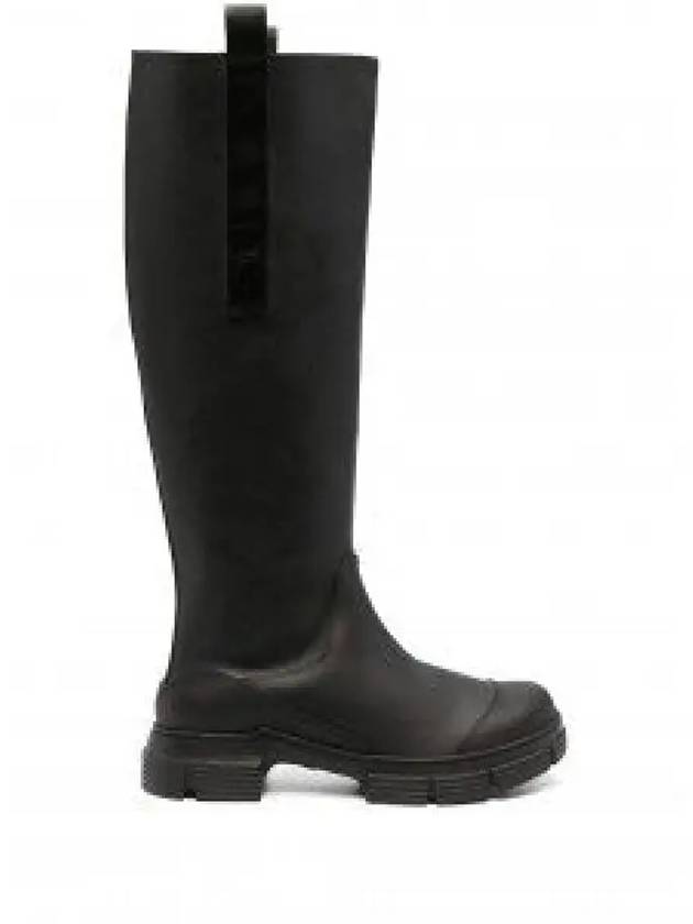 Knee High Rubber Long Boots Black - GANNI - BALAAN 2