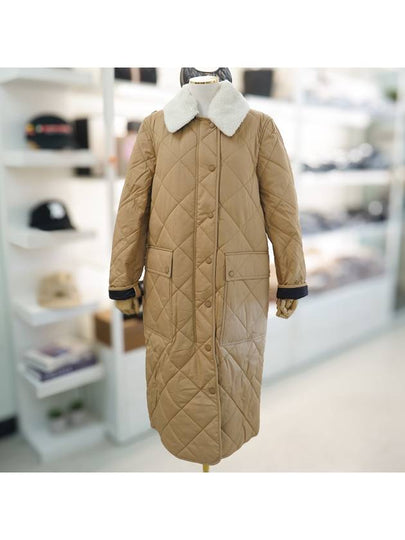 Shearling Collar Quilted Single Coat Beige - BURBERRY - BALAAN 2