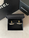 CC logo earring darling ribbons white champagne gold earrings ABE184 - CHANEL - BALAAN 4