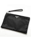 Re-Nylon and Saffiano Leather Clutch Bag Black - PRADA - BALAAN 2