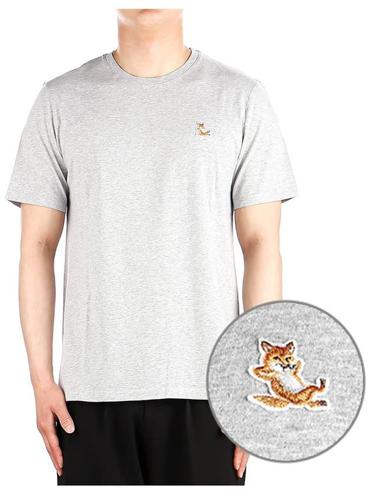 Chillax Fox Patch Regular Short Sleeve T-Shirt Grey - MAISON KITSUNE - BALAAN 2