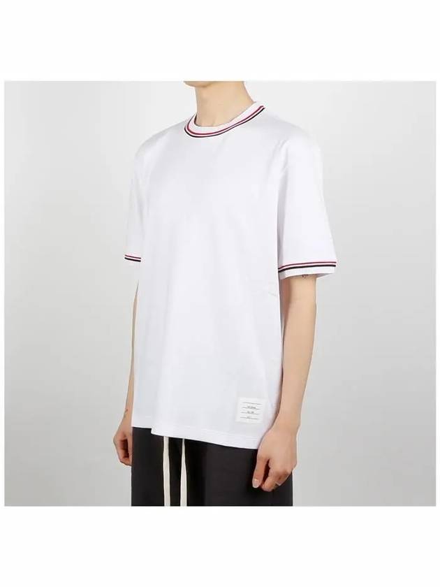 RWB Trimmed Cotton Short Sleeve T-Shirt White - THOM BROWNE - BALAAN 3