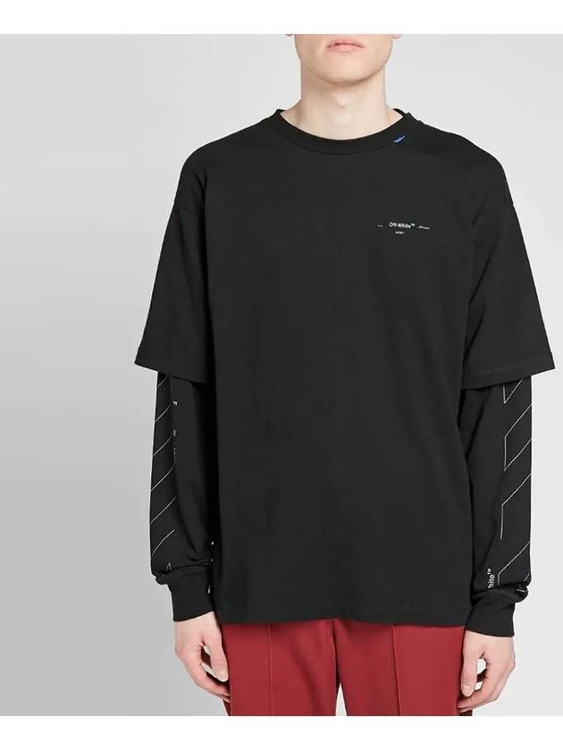 Diag Unfinished Long Sleeve T-Shirt Black - OFF WHITE - BALAAN 4