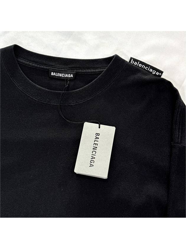 S BB Men Oversized Shoulder Logo Long Sleeve T Shirt Black - BALENCIAGA - BALAAN 6