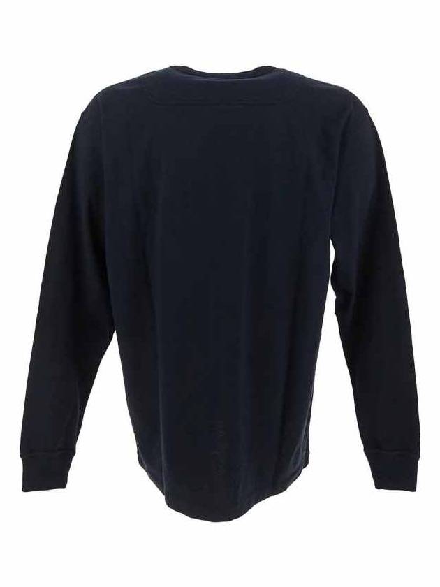 Cotton Jersey Long Sleeve T Shirt Navy - STONE ISLAND - BALAAN 3