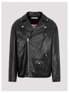 Off Centre Zip Leather Biker Jacket Black - ACNE STUDIOS - BALAAN 2