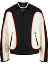 J-Blink Biker Jacket In Colour-Block Nylon Black White - DIESEL - BALAAN 2