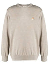 Fox Head Patch Regular Round Neck Pullover Knit Top Beige Melange - MAISON KITSUNE - BALAAN 2