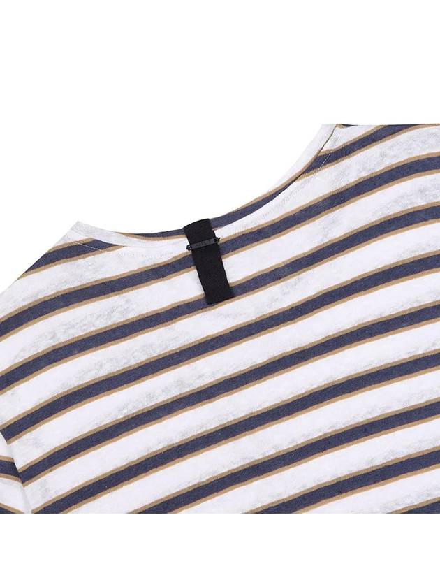 Striped linen blend short sleeve t-shirt STEE155 - IKALOOOK - BALAAN 6